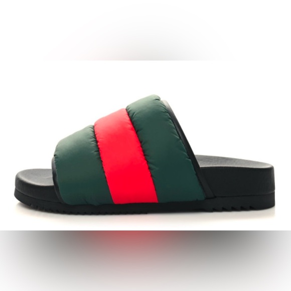 CONSIGNED-
GUCCI Nylon Web Womens Slide Sandals 37 (7) Black Green Red - Picture 4 of 9